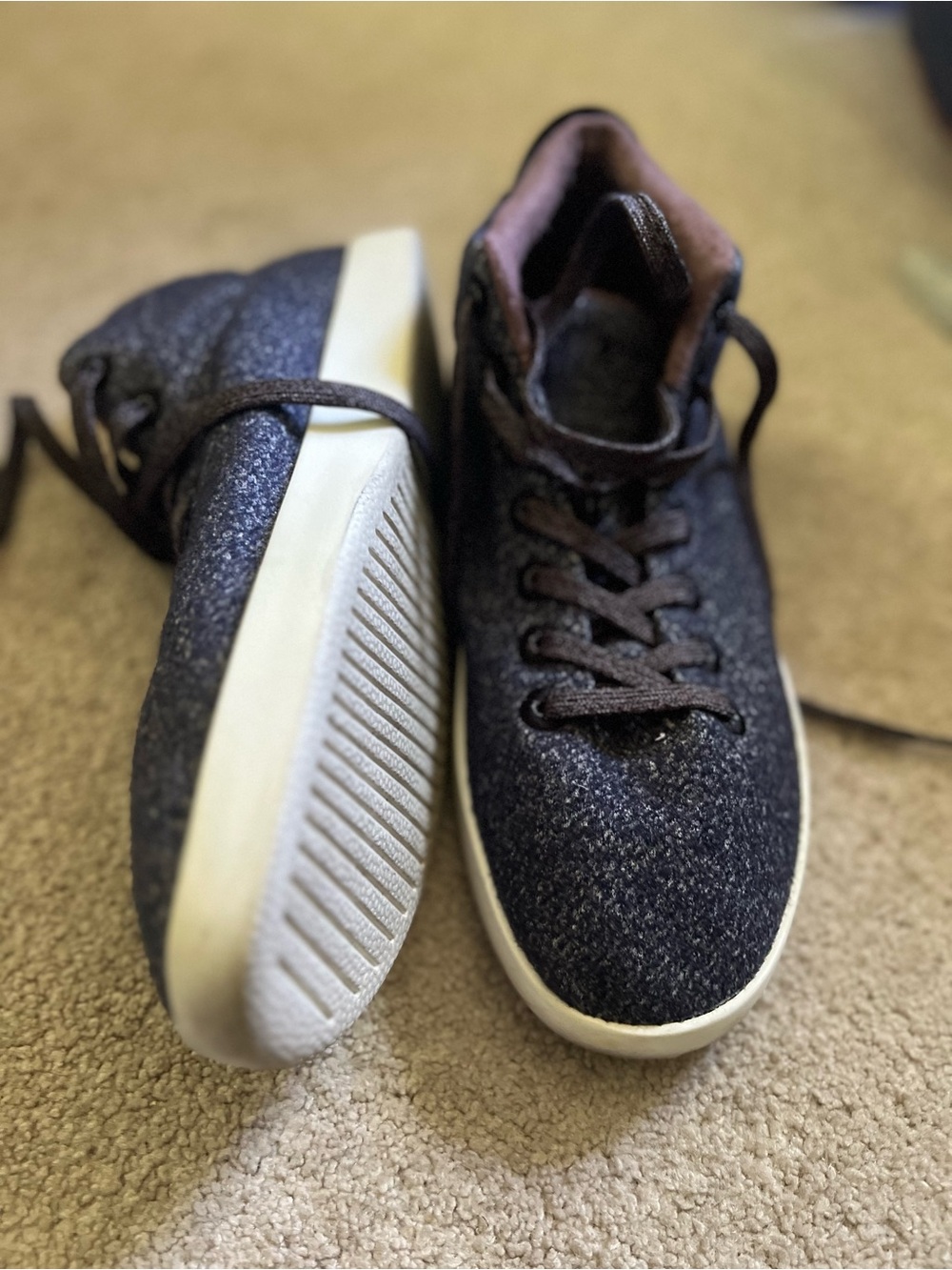 allbirds Men's Navy Wool High-Top Sneakers with White Sole